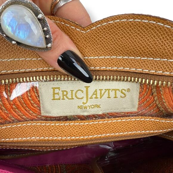 Vintage ERIC JAVITS NEW YORK raffia woven leather handbag - Picture 11 of 16